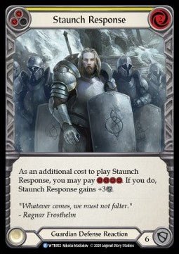 Staunch Response (Yellow) (Normal) - Welcome to Rathe - Unlimited (Rare) [WTR-U-WTR052] - Cards Beyond