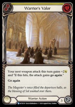 Warrior's Valor (Yellow) (Normal) - Welcome to Rathe - Unlimited (Rare) [WTR-U-WTR130] - Cards Beyond