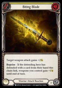 Biting Blade (Yellow) (Normal) - Welcome to Rathe - Unlimited (Common) [WTR-U-WTR136] - Cards Beyond