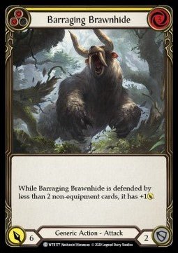Barraging Brawnhide (Yellow) (Normal) - Welcome to Rathe - Unlimited (Common) [WTR-U-WTR177] - Cards Beyond