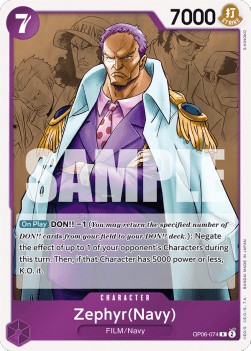 Zephyr (Navy) (OP06-074) - Wings of the Captain (Rare) [OP06-074] - Cards Beyond