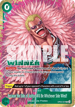Because the Side of Justice Will Be Whichever Side Wins!! (OP05-037) (V.2) - Unnumbered Promos (Rare) [UP-OP05-037] - Cards Beyond