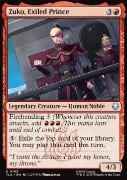 Zuko, Exiled Prince - Avatar: The Last Airbender (Uncommon) [TLA-163] - Cards Beyond