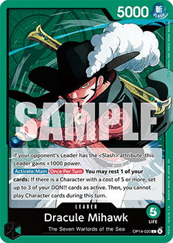 Dracule Mihawk (OP14-020) (V.1) - The Azure Sea's Seven (Leader) [OP14-020] - Cards Beyond