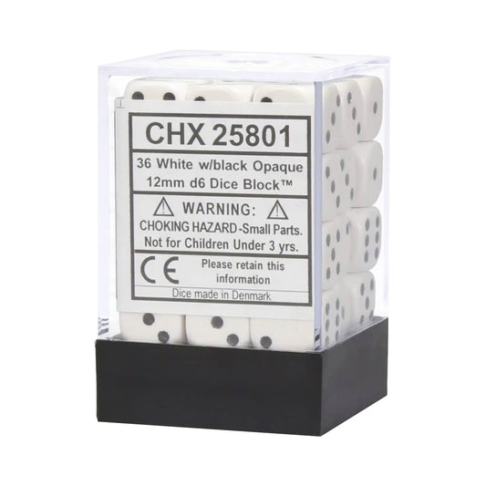Chessex 12mm D6 Dice Block - White/Black