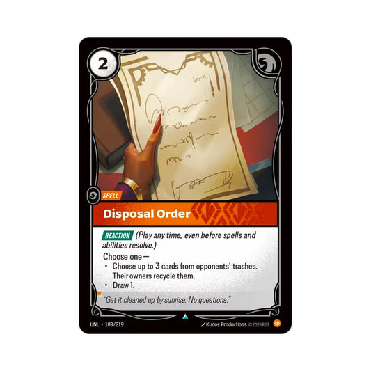 Disposal Order (UNL - 103) - Cards Beyond