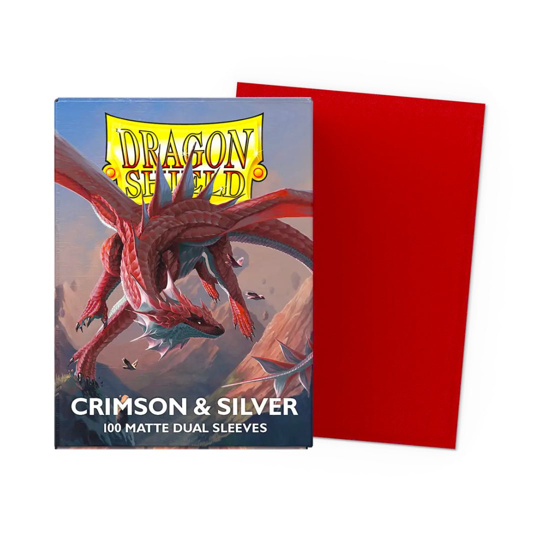 Dragon Shield Standard Dual Sleeves - Matte Crimson & Silver - Cards Beyond