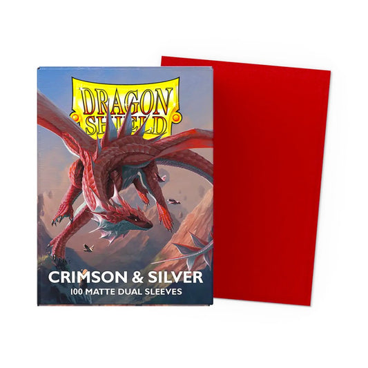 Dragon Shield Standard Dual Sleeves - Matte Crimson & Silver - Cards Beyond