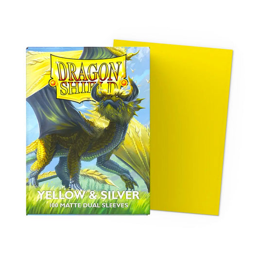 Dragon Shield Standard Dual Sleeves - Matte Yellow & Silver - Cards Beyond