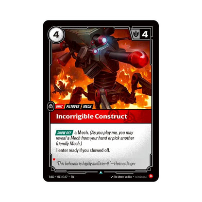 Incorrigible Construct (RAD-011) - Cards Beyond