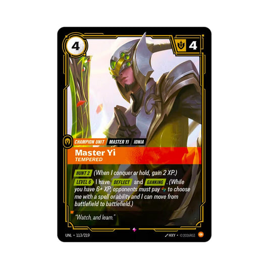 Master Yi - Tempered (UNL - 113) - Cards Beyond